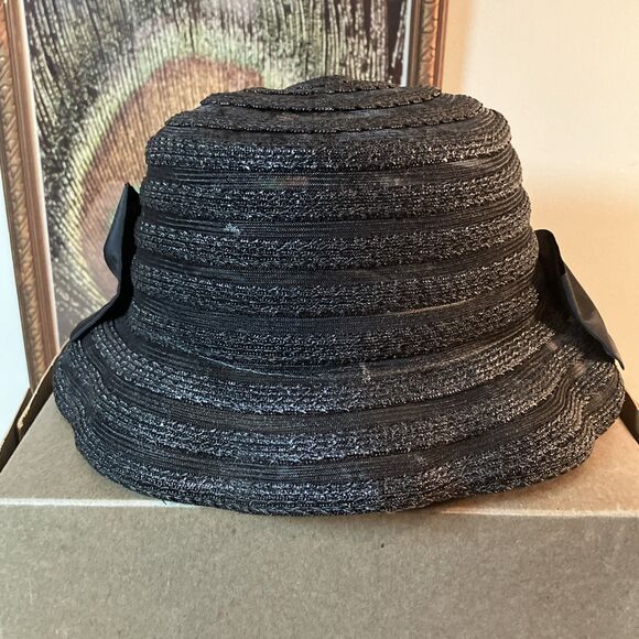 Betmar Black Straw Hat Womens Bow Accent Made in Italy Fashion Sun Hat main image 4